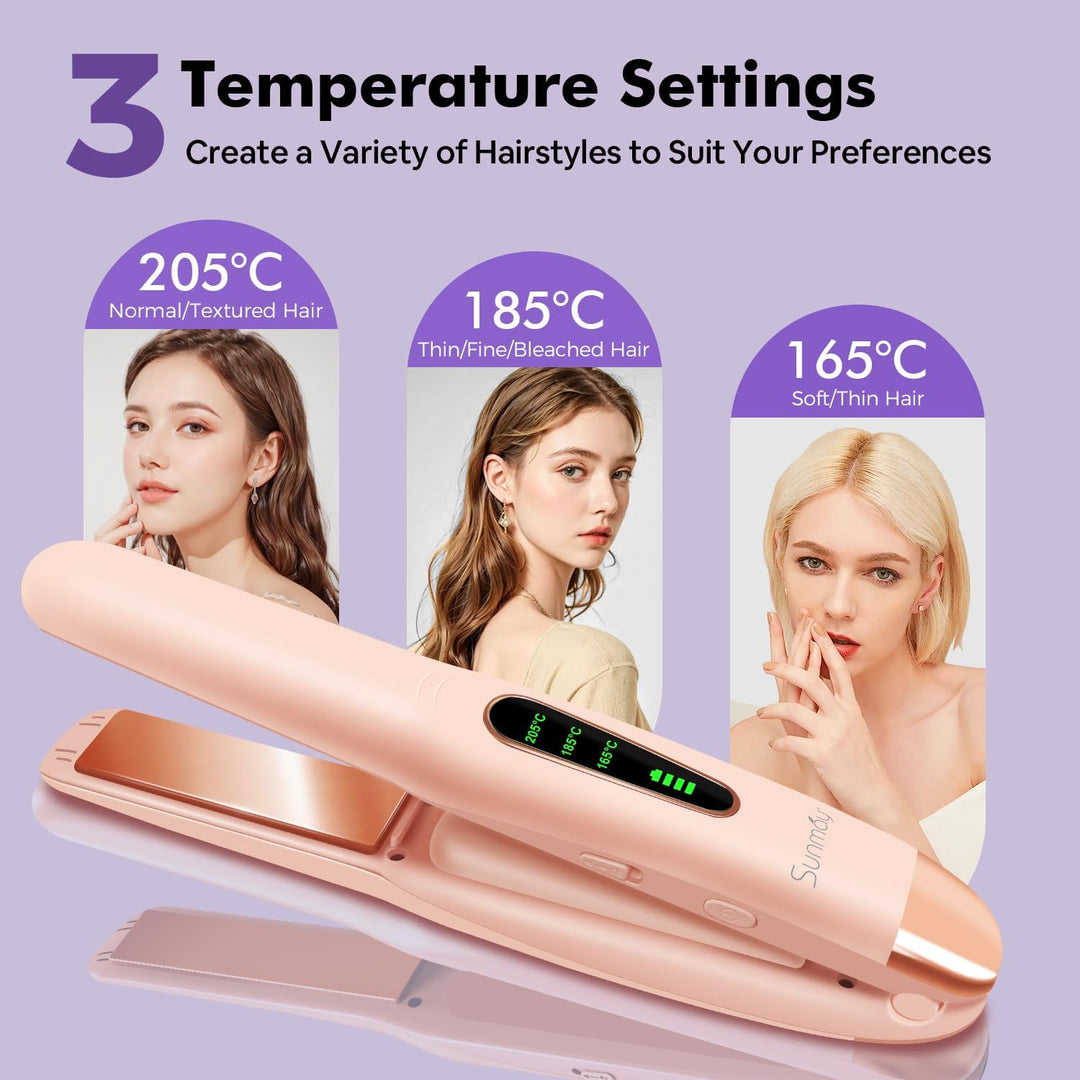 SUNMAY Voga Glätteisen Kabellos, Glätteisen Locken und Glätten 2 in 1, Tragbares USB Glätteisen, Akk