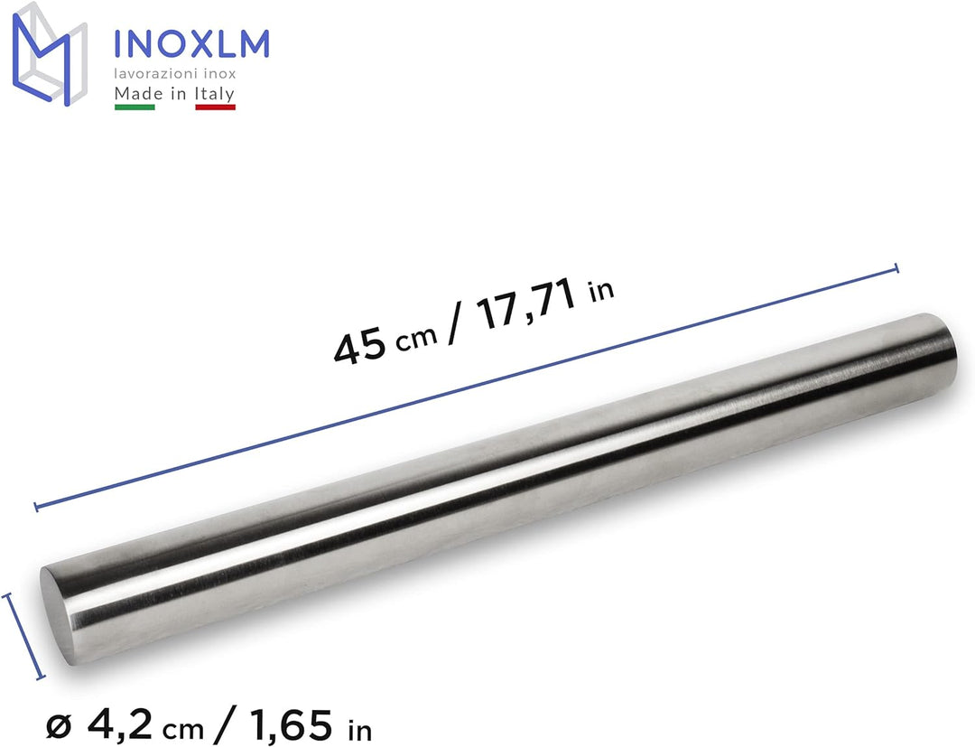 INOXLM Nudelholz aus Edelstahl für Zuckerpaste Teig Küche Brot Pizza Kuchen (Taupe Tasche) Schutzhül