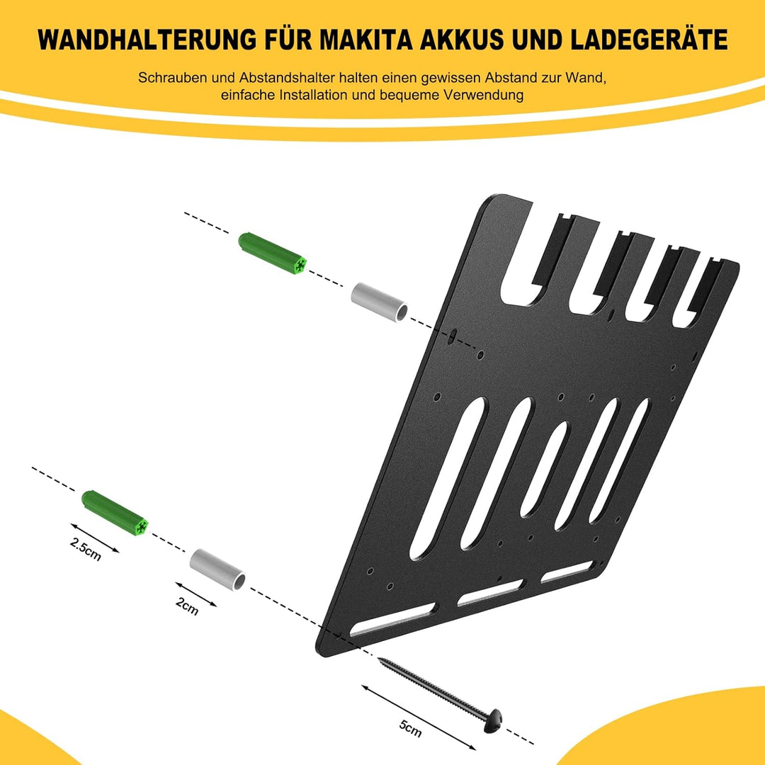 bonna Wandhalterung für Makita Akkus und Ladegeräte Wandhalterung , Stabiler Makita Akku Bohrschraub