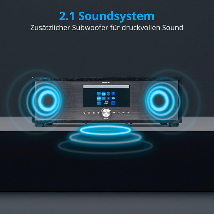 MEDION P66024 All in One Audio System (Internet, DAB+, PLL-UKW Radio, CD/MP3-Player, Bluetooth 5.0,