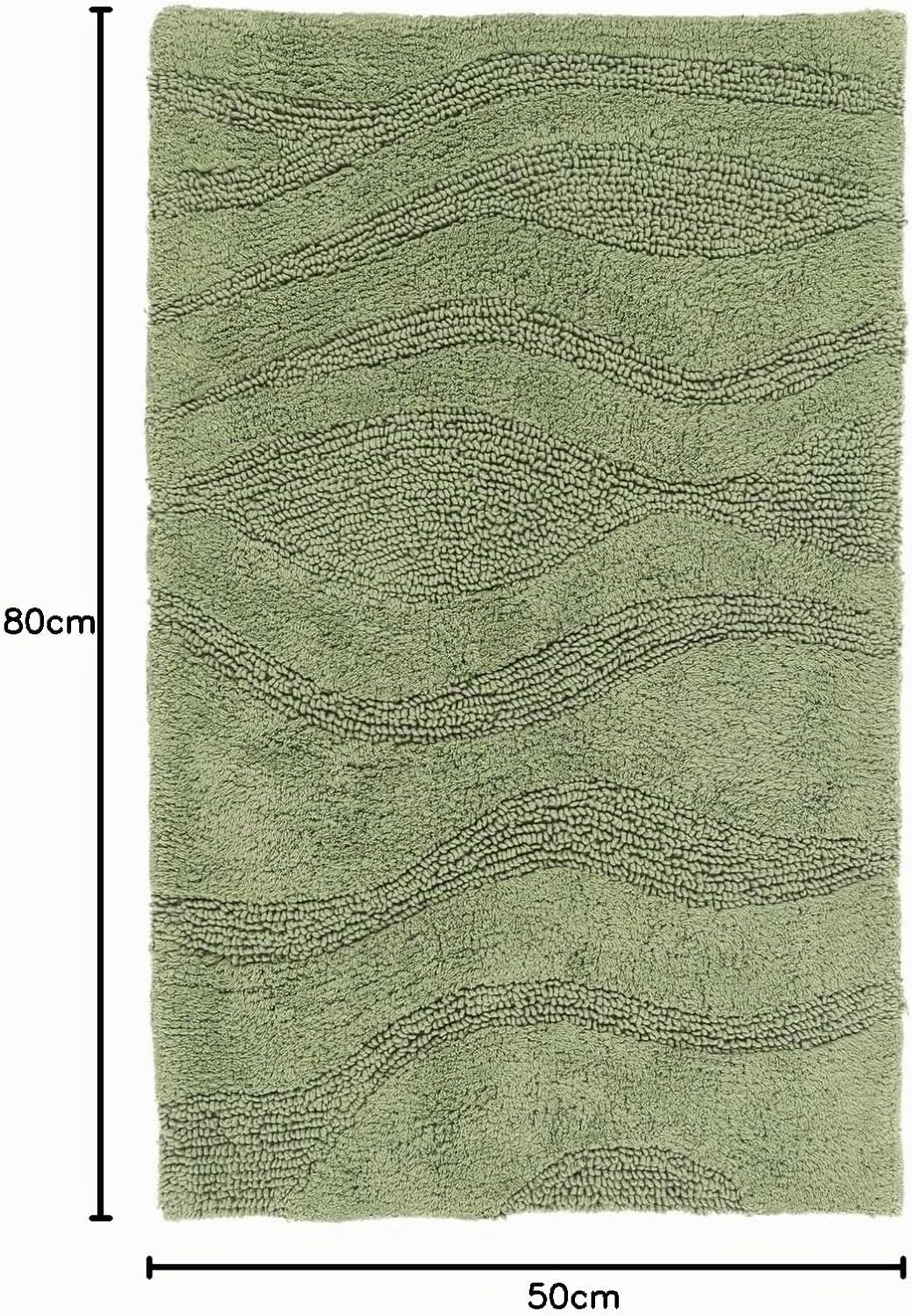 RugVista Badematte Breeze, 80 x 50 cm, Rechteckig, Mittelflor, Anti-Rutsch, Moderner Badteppich, Mas