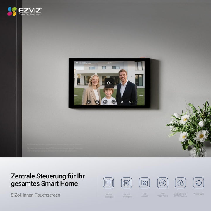 EZVIZ 4K Türsprechanlage mit Türöffner und 8" Touchscreen-Monitor, 2 Draht Bus, Türklingel mit Kamer