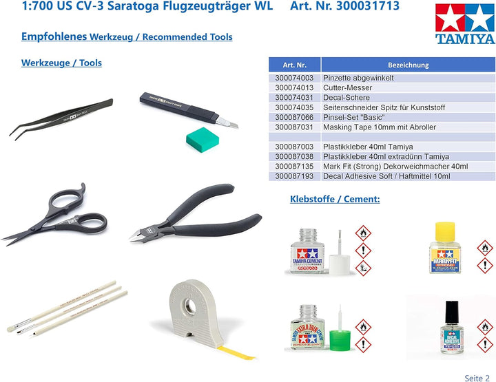 Tamiya 300031713 - 1:700 CV-3 Saratoga Flugzeugträger