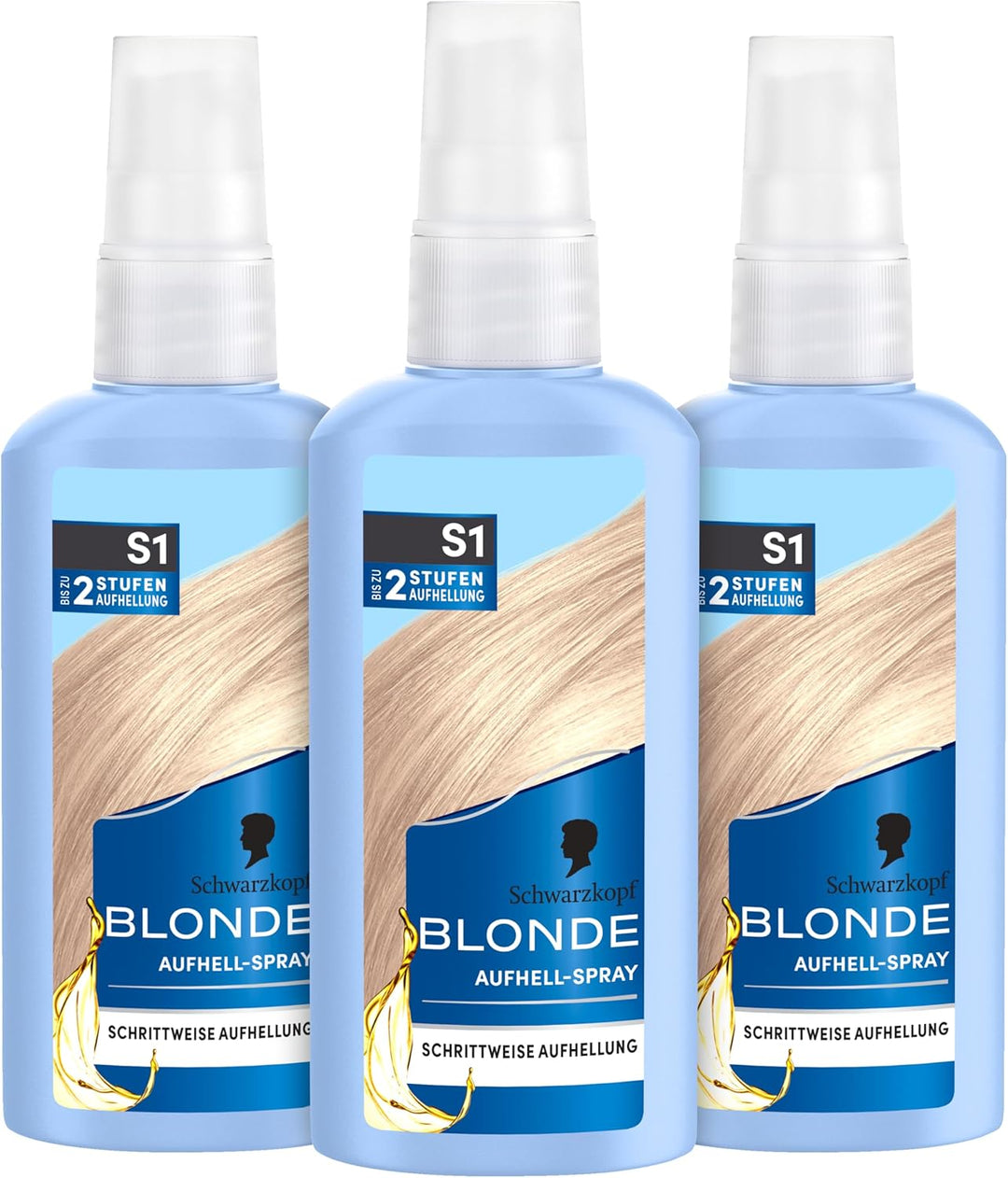 Schwarzkopf Blonde Aufheller S1 Stufe 3 (125 ml), Aufhellspray zum Haare aufhellen um bis zu 2 Stufe