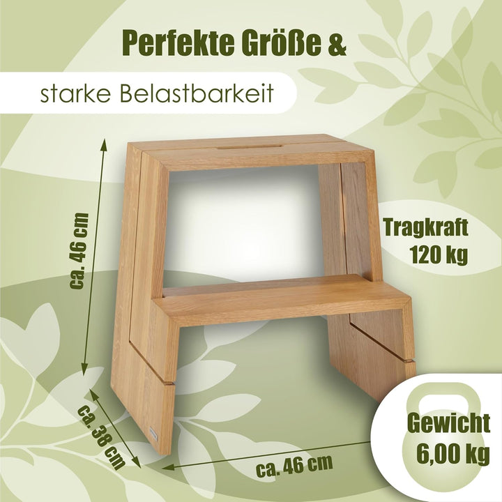 Exklusiver Tritthocker Design von NATUREHOME: Nachhaltig, Massiv und Langlebig – EIN Meisterwerk aus