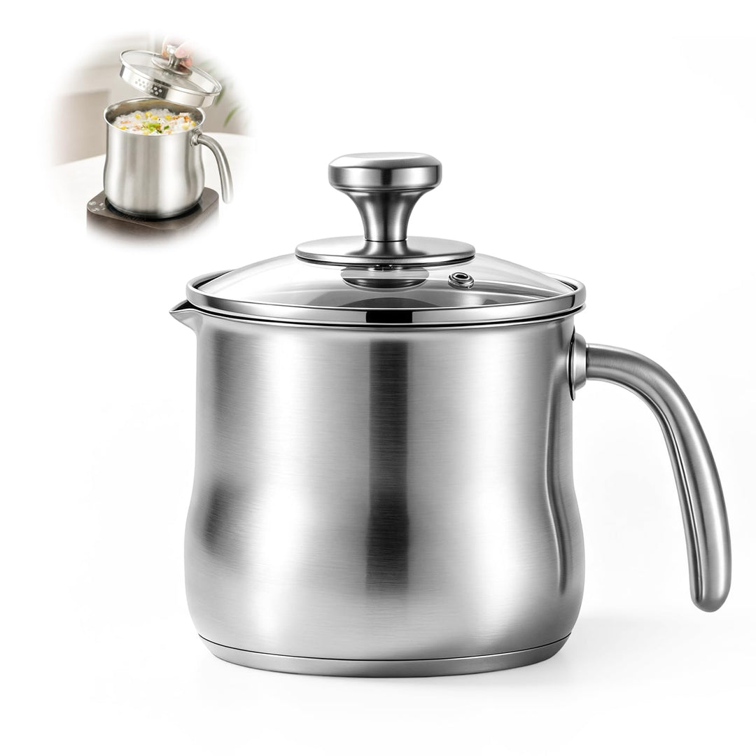 Milchtopf Edelstahl mit Deckel, 2 Liter Kochtopf Induktion