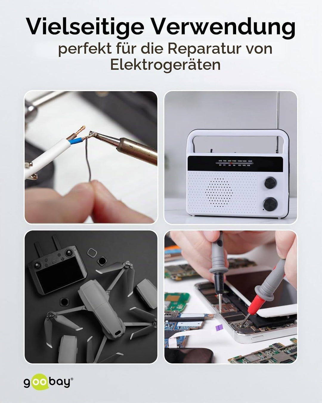Goobay 51123 Lötzinn bleifrei ø 1mm Lötdraht mit Flussmittel, 3.5 % Silber &amp; 0.7 % Kupfer, 217 °C Sc