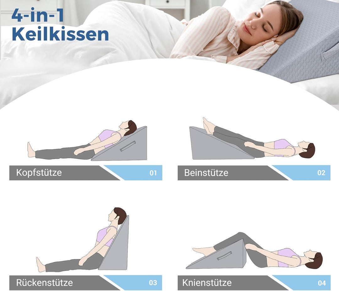 INFANZIA Vielseitig Keilkissen für Bett und Sofa-Hochdichteschaum Lesekissen-Ergonomischer Bettkeil