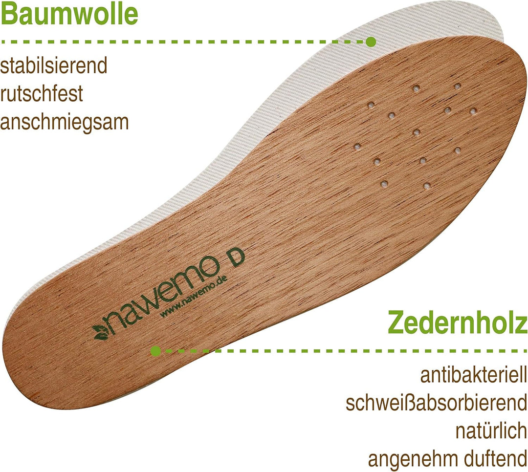 Nawemo 5er Pack/5 Paar Zedernholzsohlen Damen, antibakterielle Zedernholz Einlegesohlen gegen Schwei