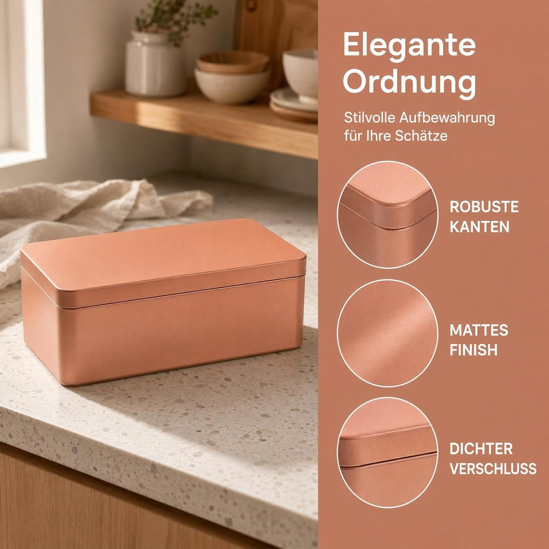 NOLITOY Blechdose 2 Stück Metall Dose Deckel Gold Rechteck Box Tee Kekse Geschenk Party Deko Fest Zu