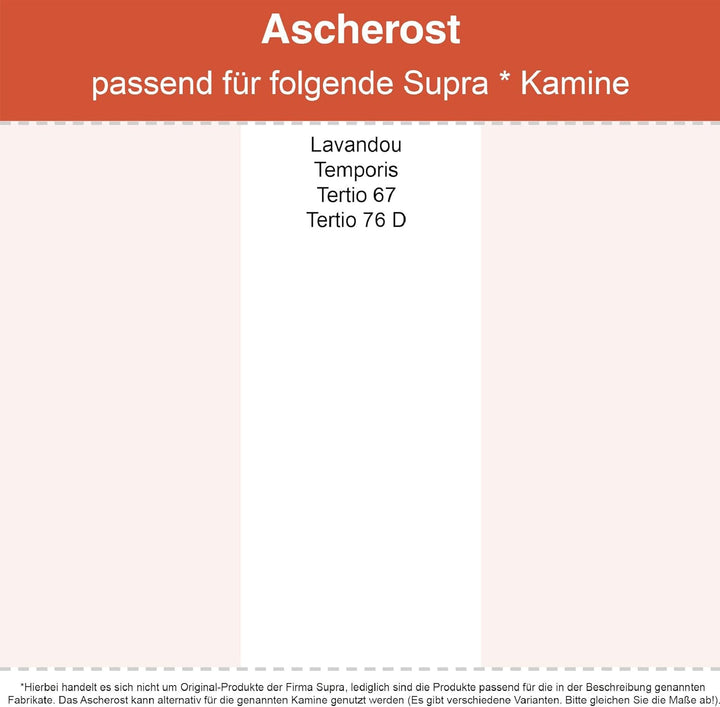 Kaminrost/Ascherost Eckig 430 x 250 x 15 mm passend für Supra ** Kaminöfen inkl. Modellübersicht - A