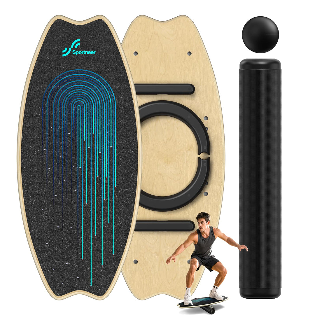 Balance Board Holz, Sportneer Indoorboard Skateboard, Indoor Surfboard Trickboard und Gleichgewichts