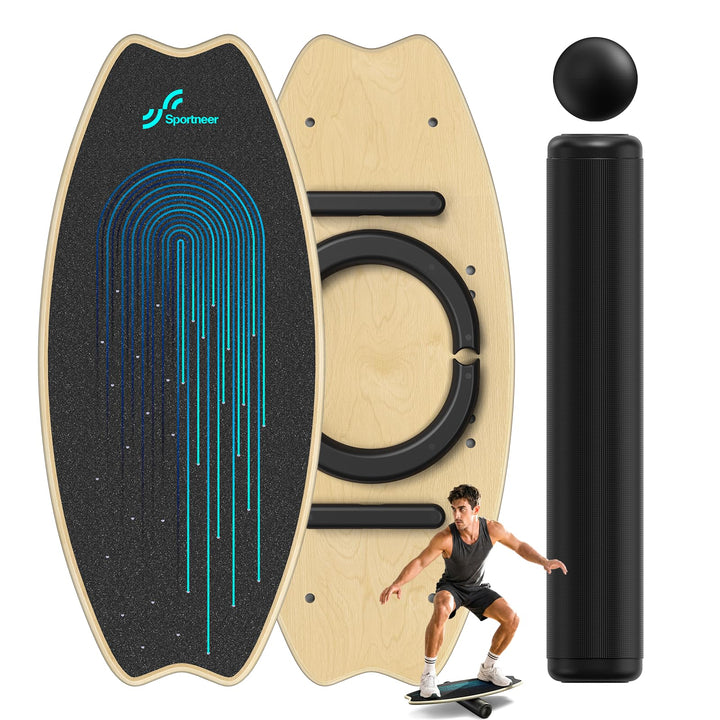 Balance Board Holz, Sportneer Indoorboard Skateboard, Indoor Surfboard Trickboard und Gleichgewichts