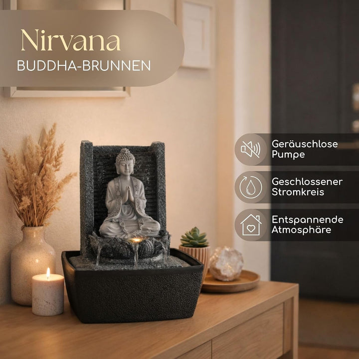 Zen Light scfrb1 Zimmerbrunnen Mauer Buddha Gebet Dunkelgrau/Schwarz 20 x 15 x