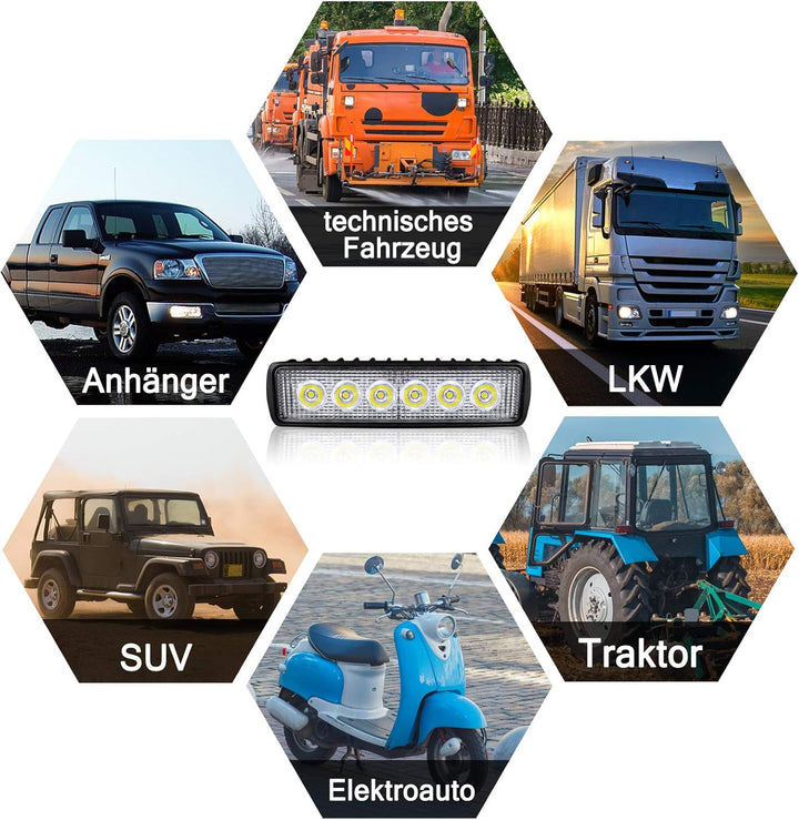HENGMEI 18W LED Arbeitsscheinwerfer Reflektor Scheinwerfer Arbeitslicht LED Zusatzscheinwerfer Light