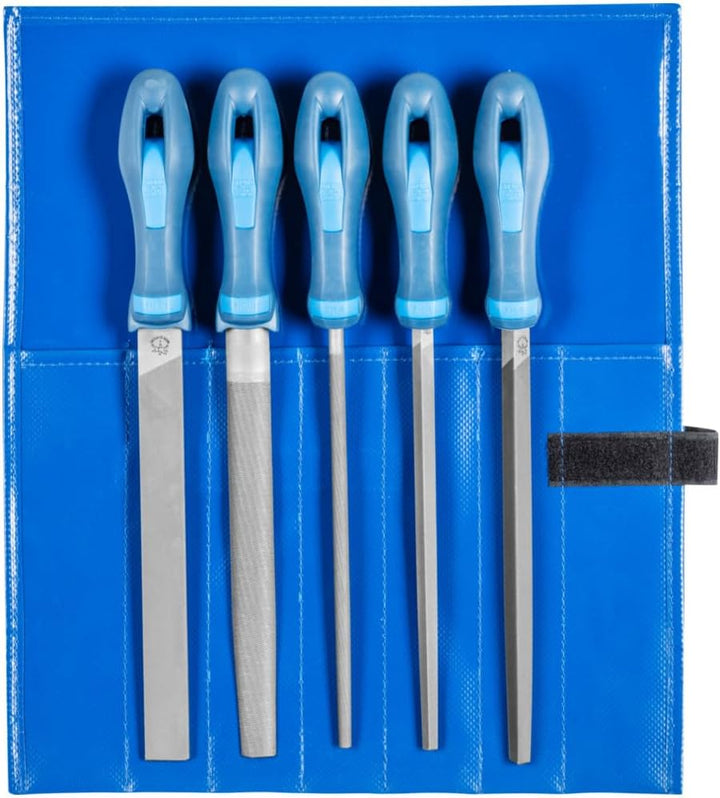 Feilensatz L.200mm Hieb 3 2K-Ergo PFERD Werkstattfeilen-Set in PVC-Rolltasche Kreuzhieb H3 Länge 200