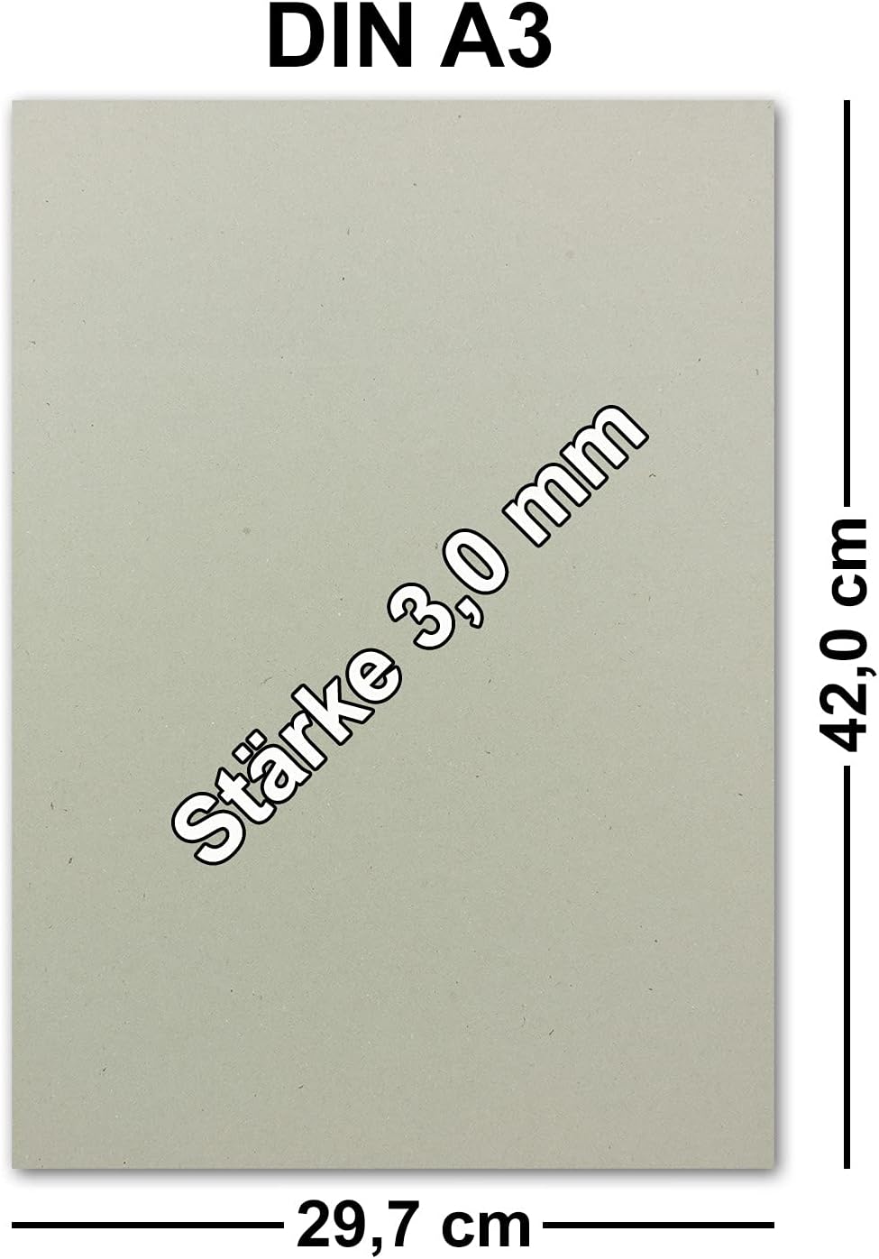 NEUSER PAPIER 20x Buchbinderpappe DIN A3 (29,7 x 42 cm) - Stärke 3,0 mm (0,3 cm) - Grammatur: 1800 g
