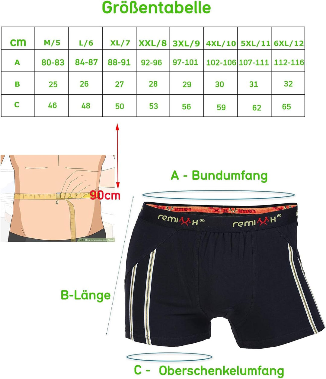 REMIXX Herren Baumwolle Boxershorts Retroshorts, 10er Pack 10XL Gemischte, 10XL Gemischte