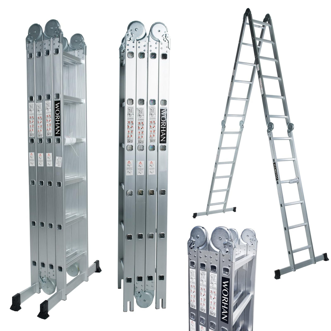 WORHAN MEHRZWECKLEITER ANLEGELEITER STEHLEITER 670cm AUS Aluminium Leiter 6,7m KS6.7, 6,7m