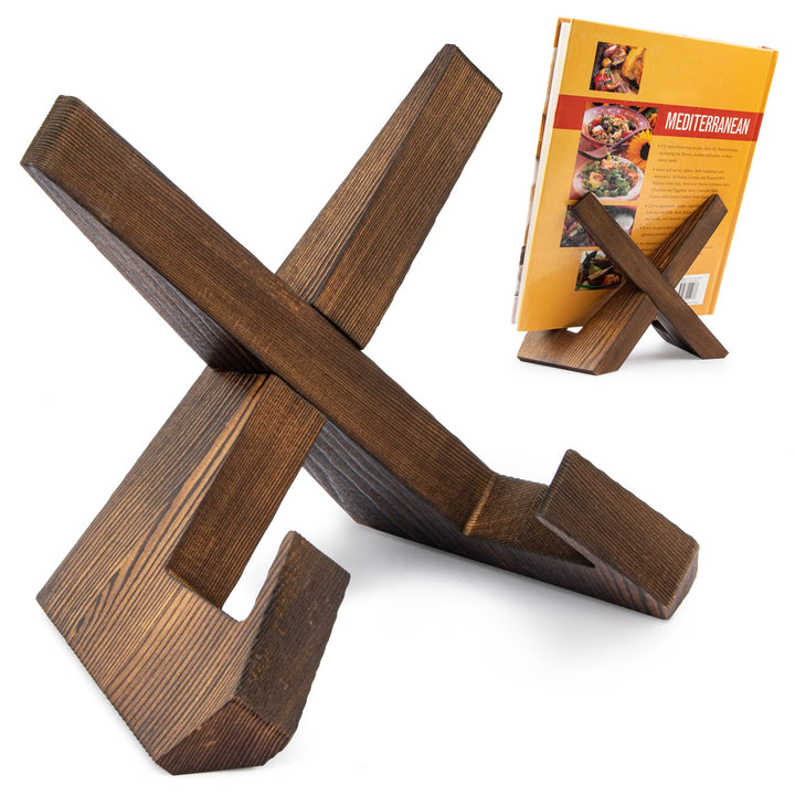 PUERSI Kochbuchhalter, Buchständer aus Holz, Buchhalter, Rezepthalter für Küche, Buchaufsteller, Buc