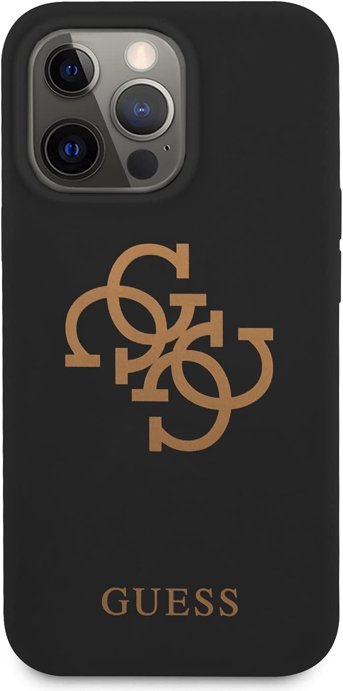 Guess GUHCP13XLS4GGBK Hülle für iPhone 13 Pro Max 6,7" schwarz Silicone 4G Logo, Rot