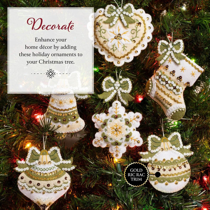 Bucilla Holiday Glitzer-Set mit 6 Filzapplikationen, ideal für DIY-Kunst und Handwerk, 89637E