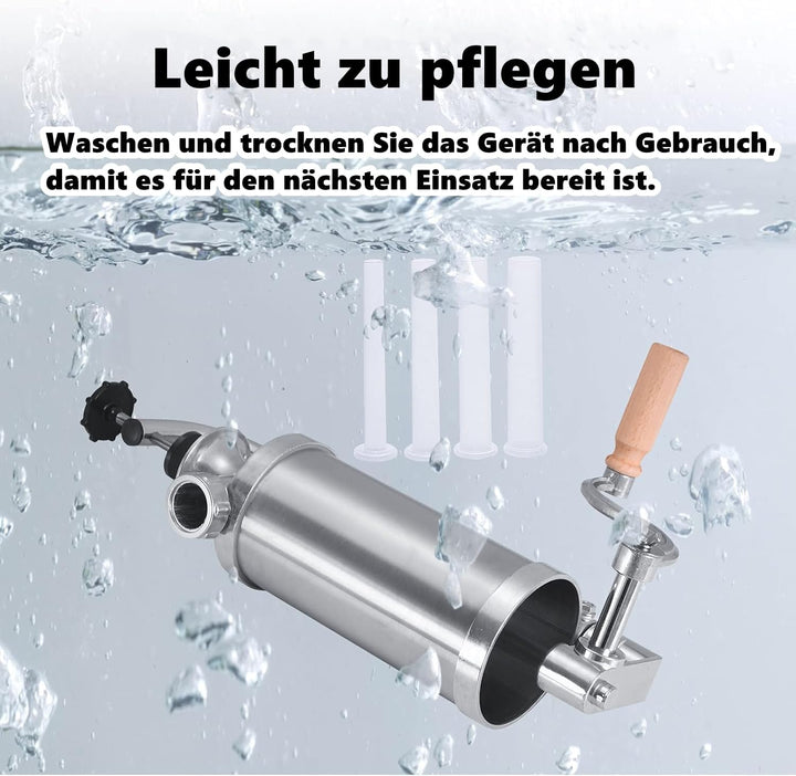 RELAX4LIFE Würstfüller manuell, Wurstspritze inkl. 6 Füllrohre, Wurstfüllmaschine aus Edelstahl & Al
