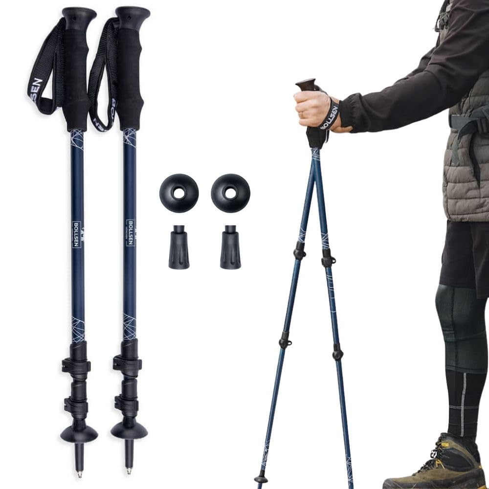 BOLLSEN Alpine Explorer Teleskop-Wanderstöcke – Höhenverstellbare Trekkingstöcke aus Aluminium – Lei