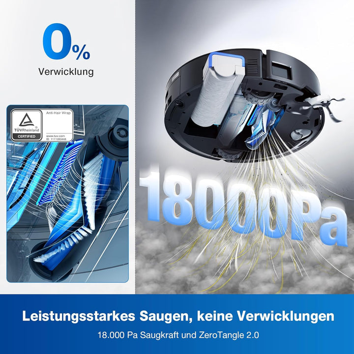 ECOVACS DEEBOT X8 OMNI Saugroboter mit Wischfunktion, 18.000 Pa, OZMO ROLLER Wischwalze mit kontinui