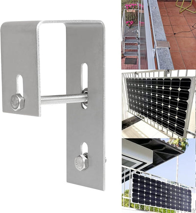 Solarmodul Halterung Balkon, Solarpanel Halterung Haken Balkon, Edelstahl Balkonhaken für Eckig Balk