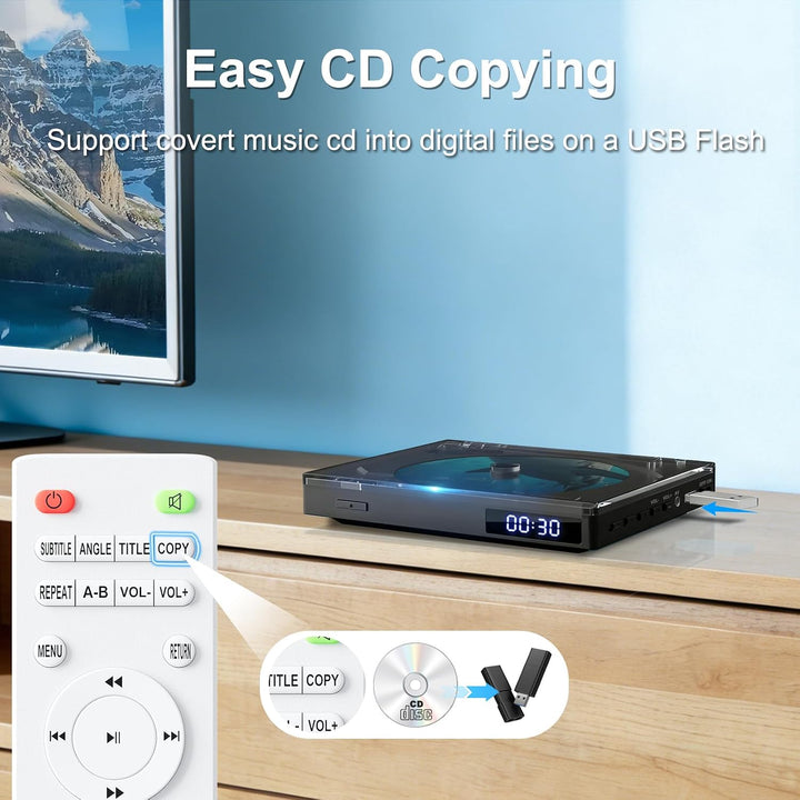 MINI DVD Player HDMI, 1080P Kleiner DVD Player für TV | Alle Regionen Frei, Speicherwiedergabe mit H