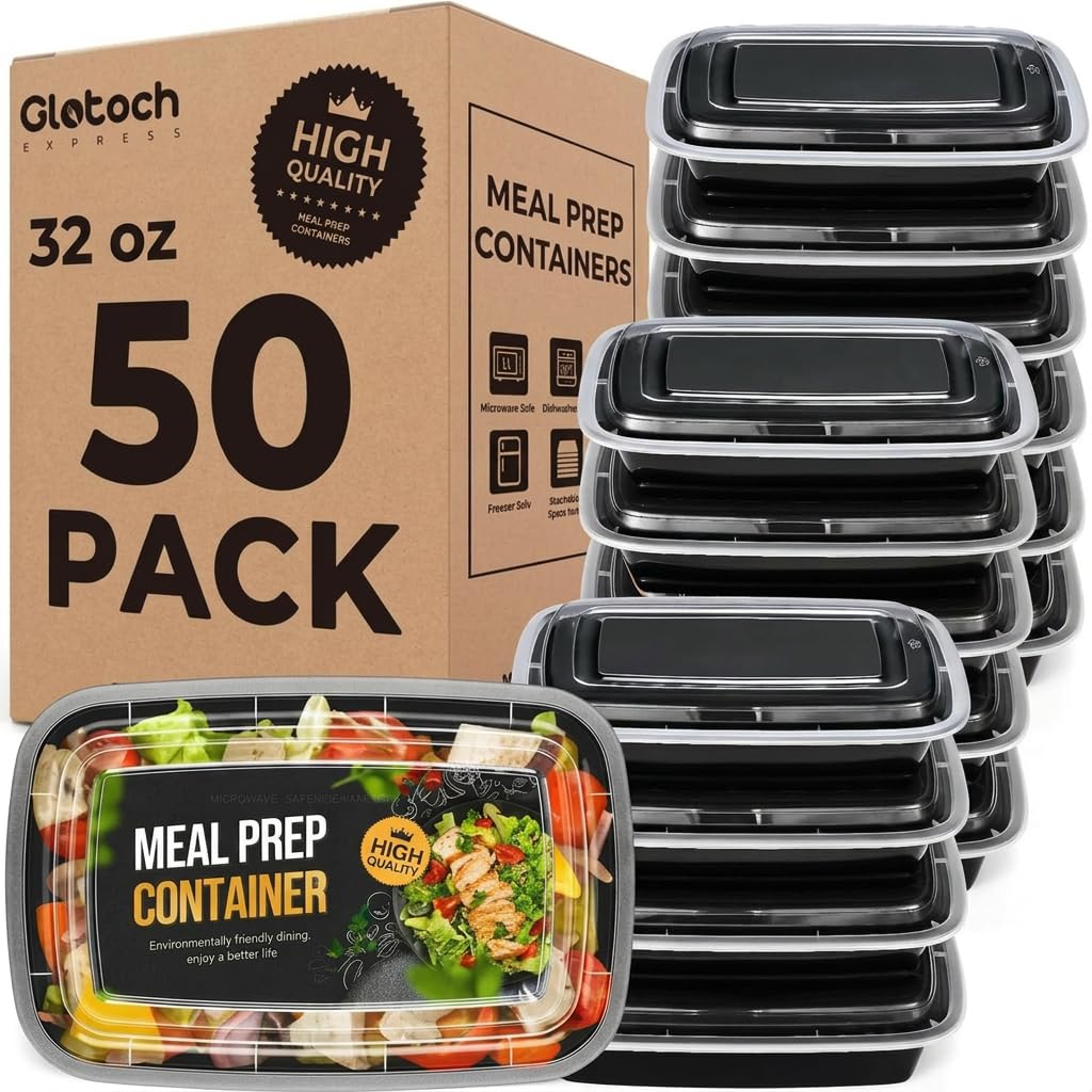 Glotoch Meal Prep Containers 32oz Containers Single 1 Compartment with Lids Food Storage Containers