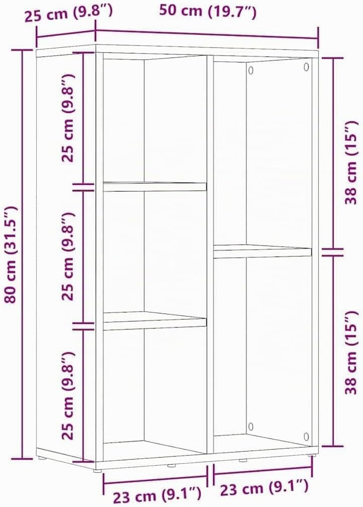 vidaXL Sideboard Bücherregal, Bücherschrank mit 5 Fächern, Wandregal Standregal für Wohnzimmer, Rega