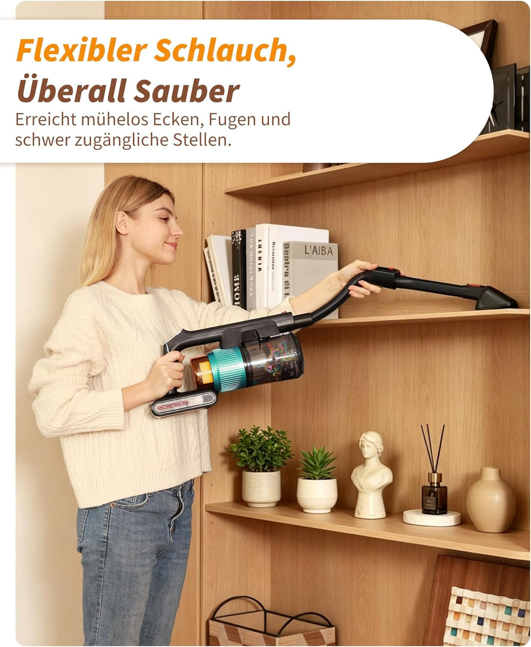 ElecKeys Akku Staubsauger 55000Pa/650W/65Min, Staubsauger Kabellos mit Lade-/Aufbewahrungsstation, F