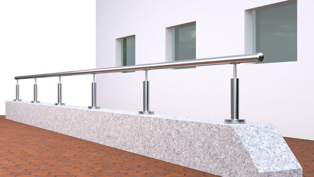 Sellon24® Edelstahl Pfosten 200 mm 42,4 rund Brüstungserhöhung Mauer Geländer Handlauf V2A Balkon Tr