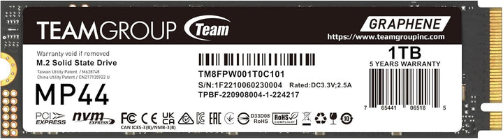 TEAMGROUP SSD Team MP44 M.2 1TB PCIe G4x4 2280 1TB Agile Schwarz, 1TB Agile Schwarz