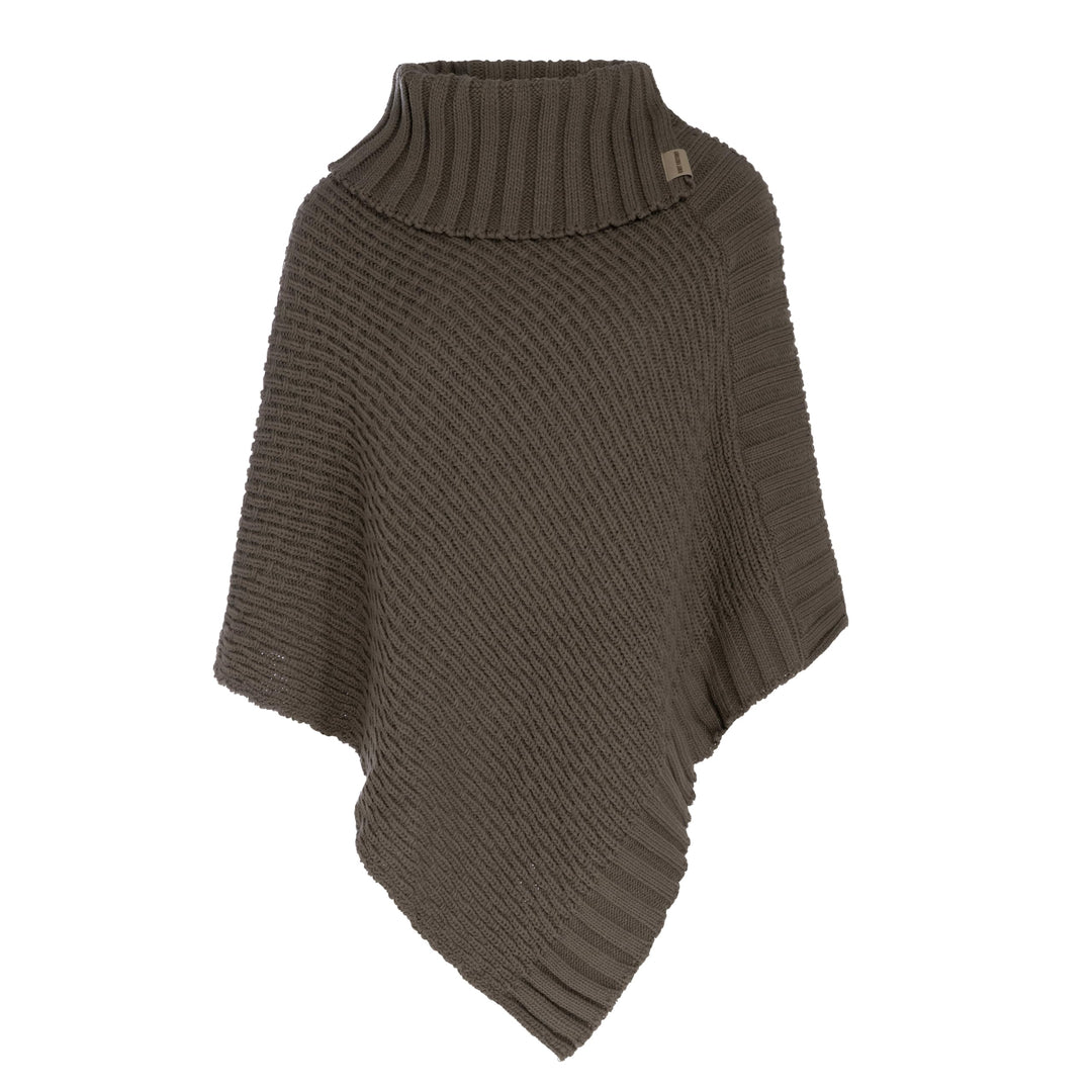 KNIT FACTORY - Nicky Gestrickter Poncho - Damen Strickponcho mit Kragen - Mit Wolle - Hochwertige Qu