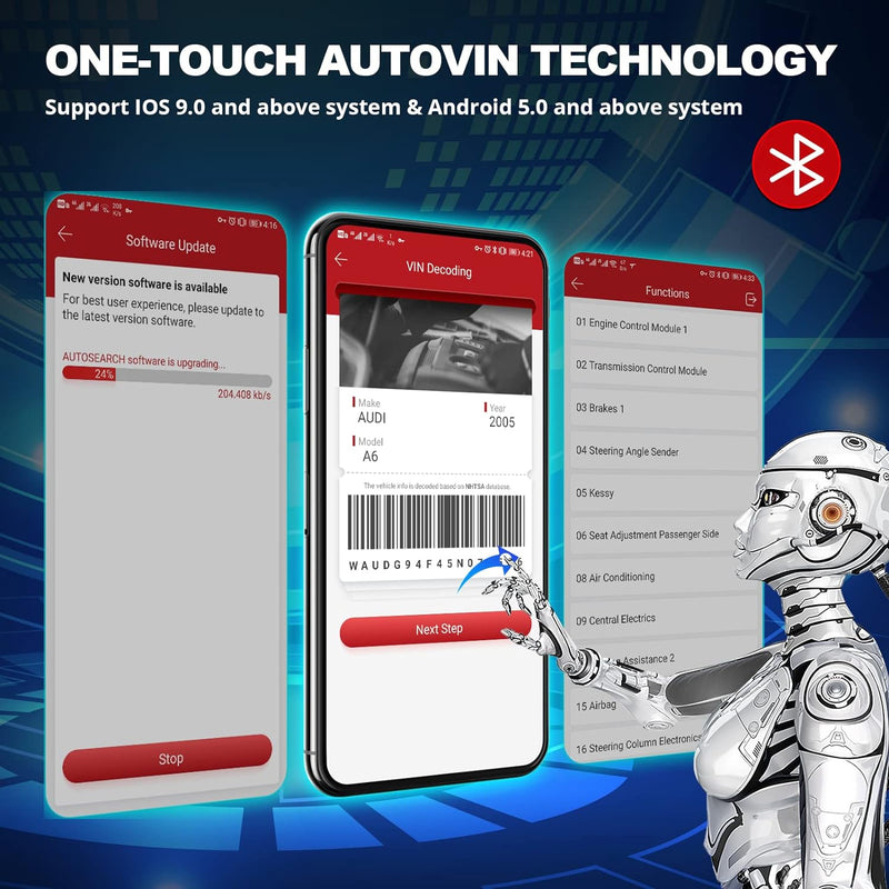 thinkcar obd2 Diagnosegerät,ThinkDiag 2 Bluetooth OBD2 Diagnose Scanner für Alle Fahrzeuge mit 15 Re