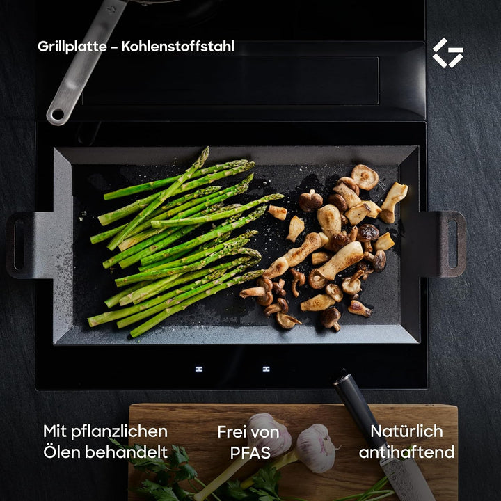 Gastrotools Grillplatte Induktion 62x27 cm – Profi Carbonstahl Teppanyaki/Plancha Grillplatte für In