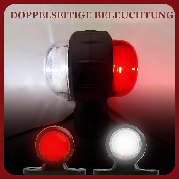 LED Seitenmarkierungsleuchten, Set mit 4 Seitenmarkierungsleuchten, rot, weiss, 12 V, 24 V, grosse L