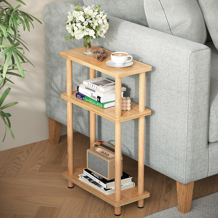 APICIZON Beistelltisch Schmal 3 Tier Beistelltisch Holz, 40x18x61.5CM, Nachttisch Schmal mit Staurau