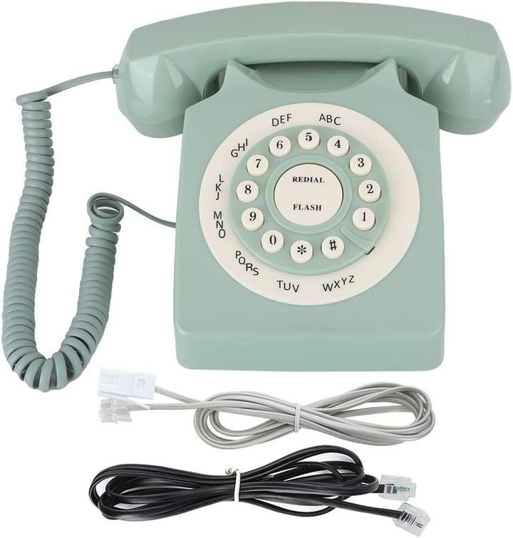 Europäisches Telefon, Hellgrüner Pastoralstil 80er Jahre Klassisches Retro Antikes Vintage Festnetzt