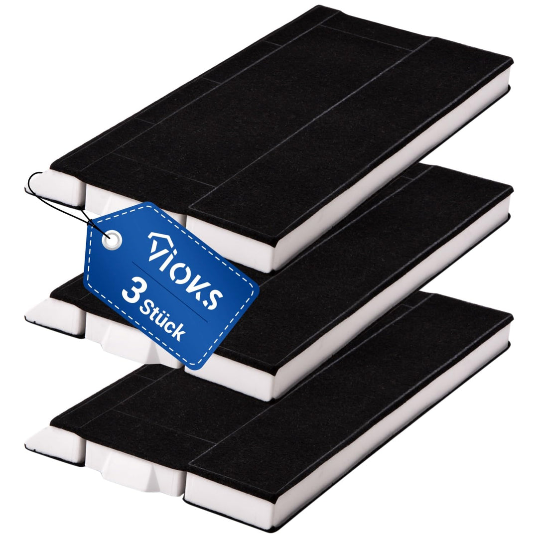 VIOKS SET 3x Aktivkohlefilter Dunstabzugshaube 380/395 x 175/196 x 30 mm Ersatz für Bosch DHZ4506 43