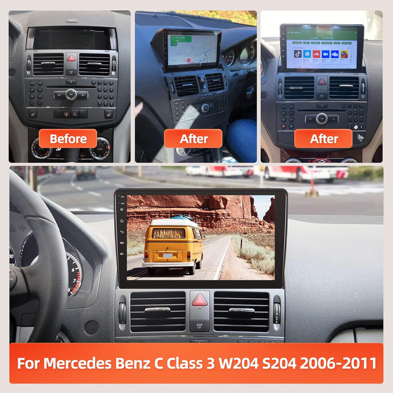 NHOPEEW [2 + 64G] Android Autoradio für Mercedes Benz C-Klasse W204 S204 2006-2011 mit Apple Carplay