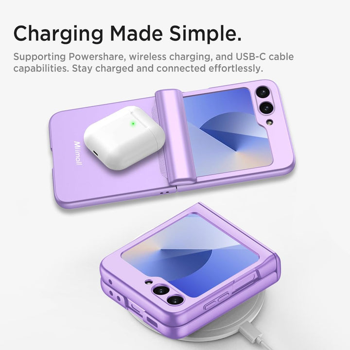 Miimall Kompatibel mit Samsung Galaxy Z Flip 6/Flip7 FE Hülle mit Scharnierschutz Magnetischer [Exte