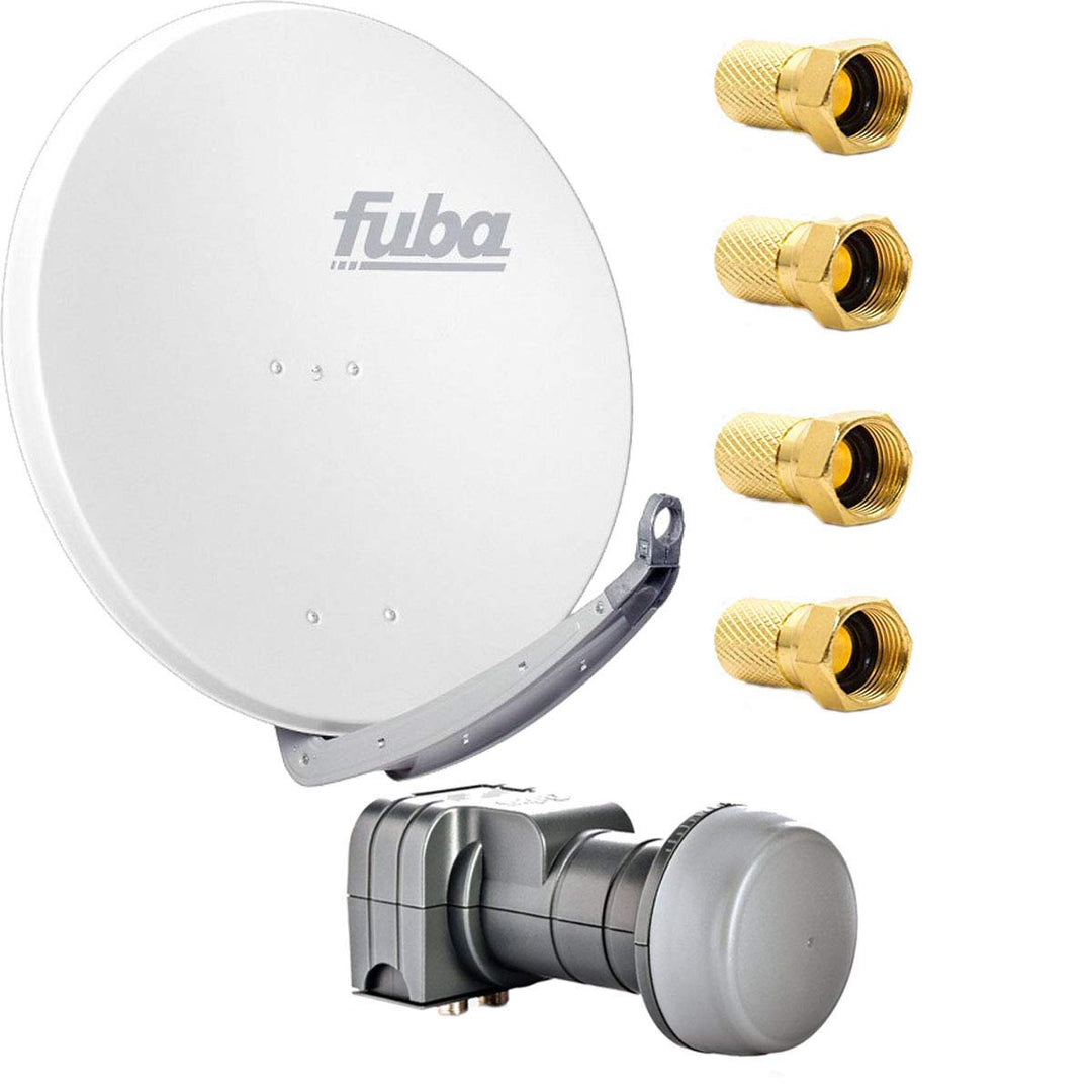 Fuba DAA 780 W Satellitenantenne 78cm Aluminium Weiss mit DEK 217 Twin LNB HDTV 4K 3D 4X F-Stecker,