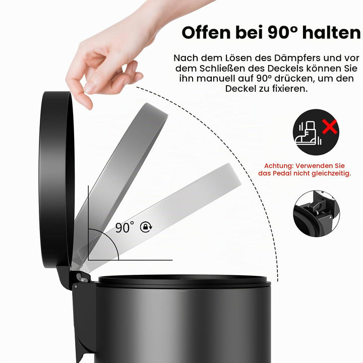 mVm Round Step Kitchen Bin with Lid,3+12L Stainless Steel Pedal Rubbish Bin,Bathroom Home Office Gar