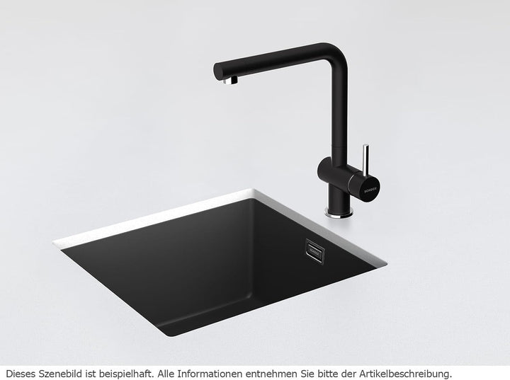 SCHOCK Küchenarmatur Epos Nero – Hochdruck Armatur mit Festauslauf und Standard Norm-Anschlüssen Fes