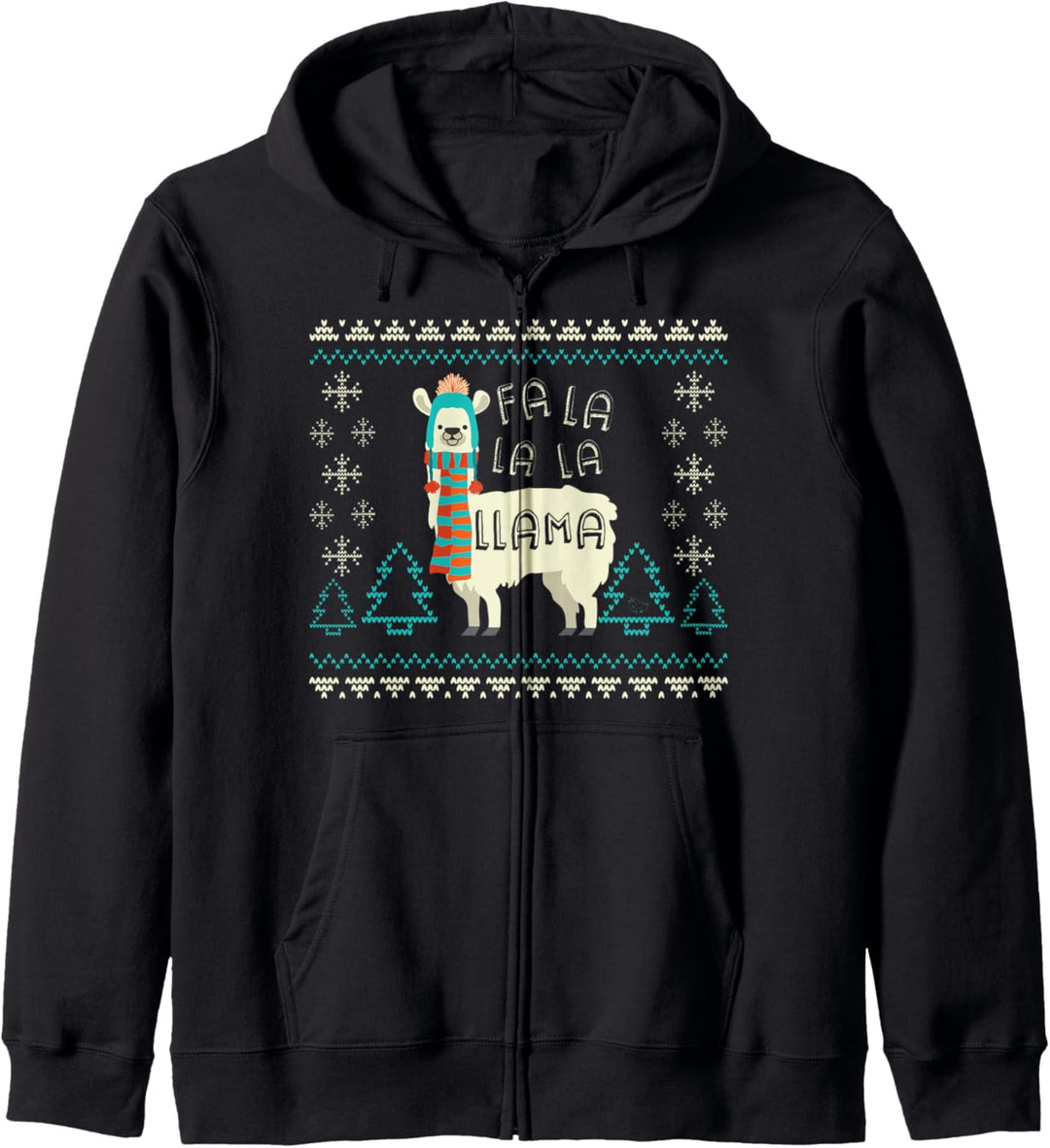 Falalala Lama Lustiges Geschenk im Weihnachtspullover-Stil Kapuzenjacke