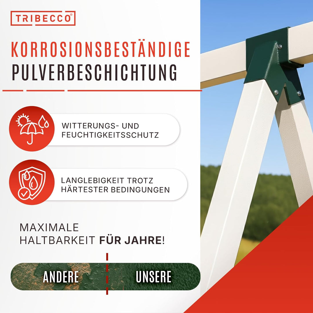 TRIBECCO® Vierkant Schaukelverbinder 90/90mm, 90° (90°, Grün) aus pulverbeschichtetem Stahlblech für